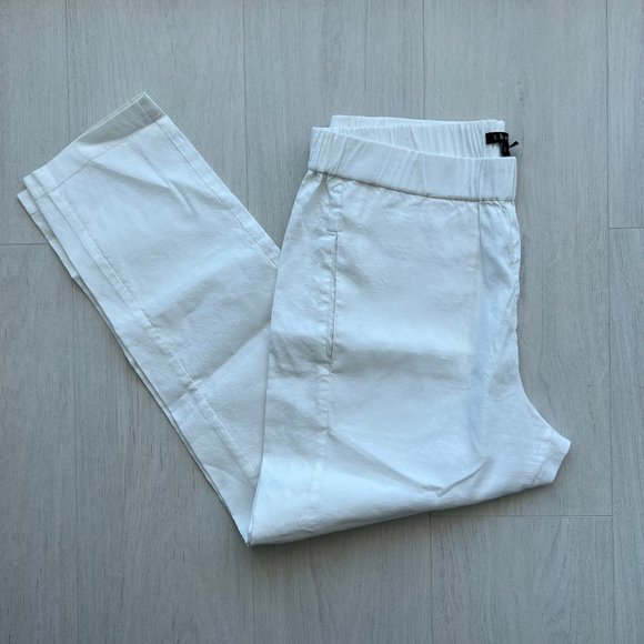 THEORY Crunch linen blend straight leg White pants Sz L ankle - Picture 1 of 11
